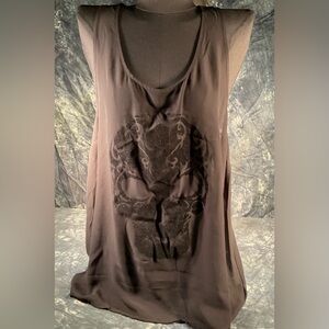 Divided sheer top.